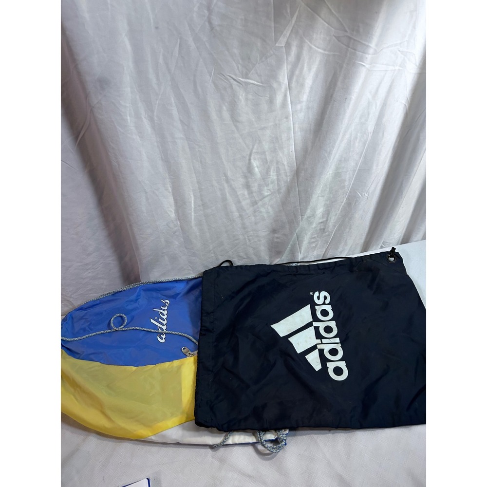 Adidas Drawstring Bag 2 Pack OS Navy Blue Yellow Cinch Sack Kids